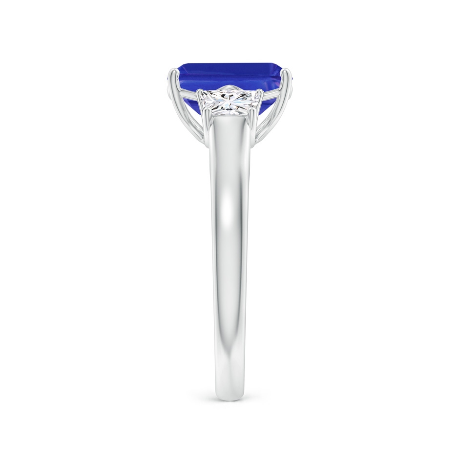 9x7mm AAAA Three Stone Emerald-Cut Tanzanite and Diamond Ring in P950 Platinum side-2