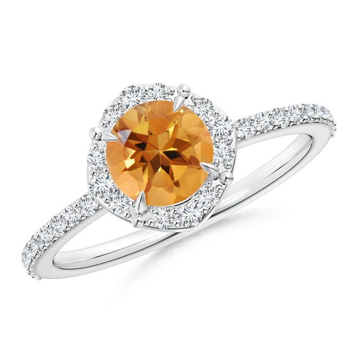 AA - Citrine / 0.99 CT / 14 KT White Gold