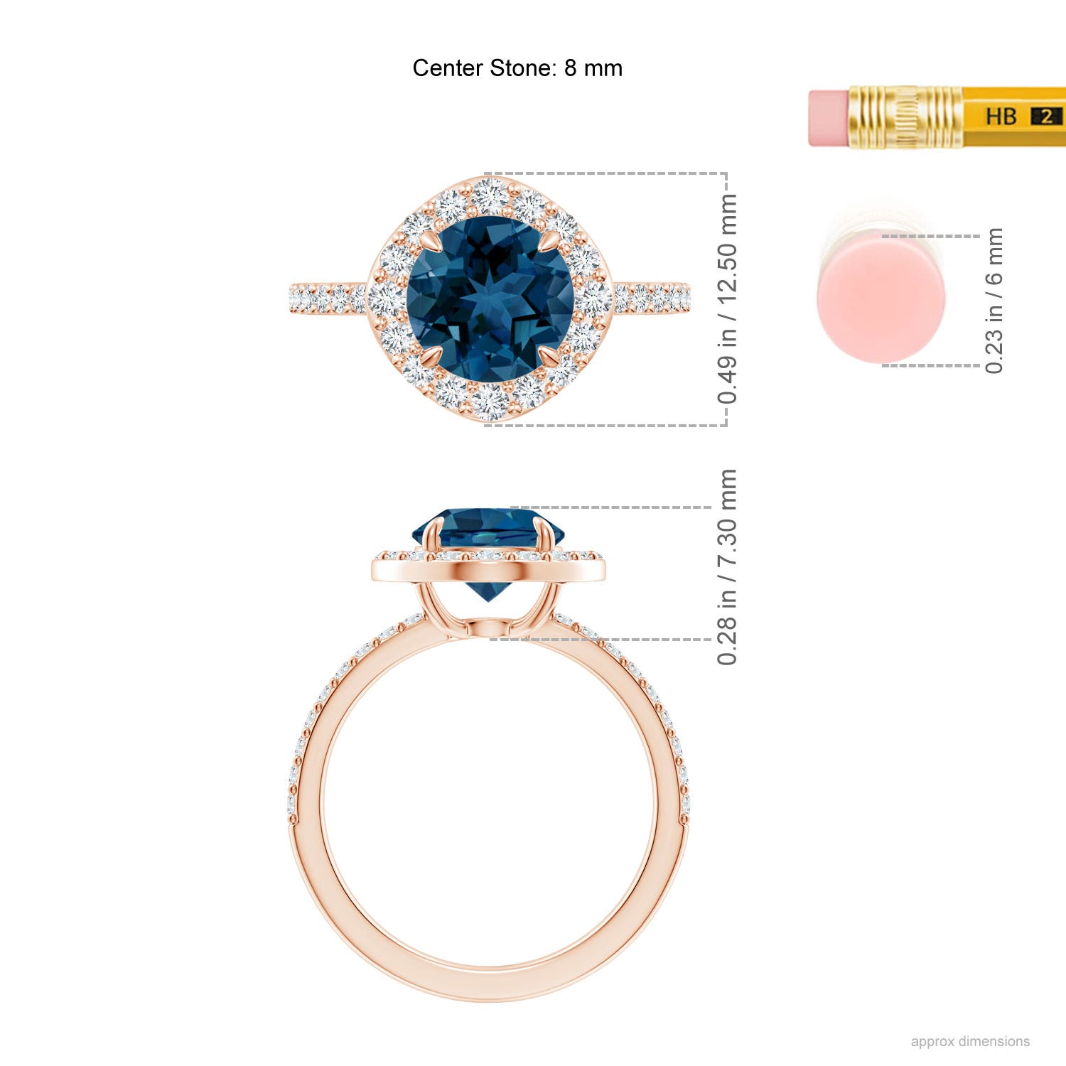 AAA - London Blue Topaz / 2.87 CT / 14 KT Rose Gold