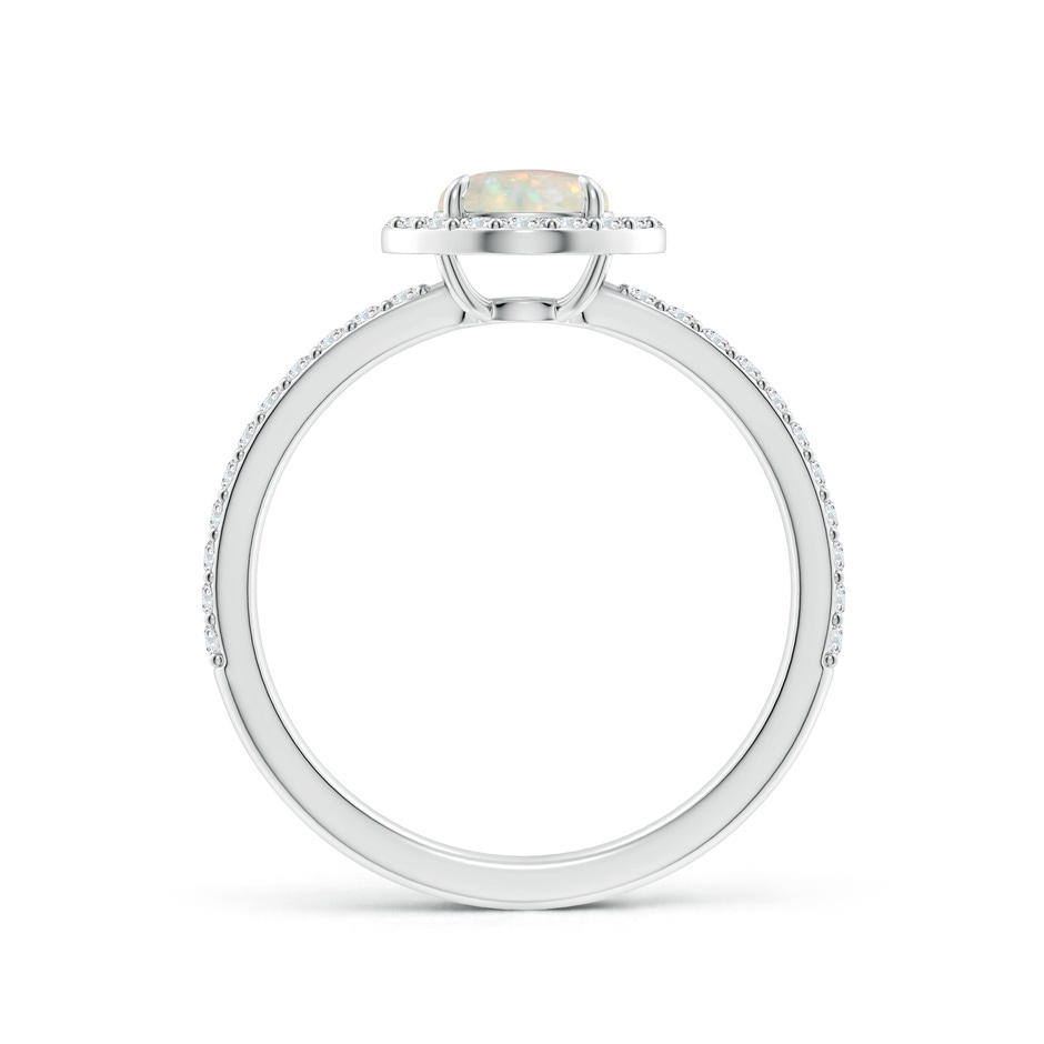 6mm AAA Vintage Style Claw-Set Round Opal Halo Ring in White Gold side-1