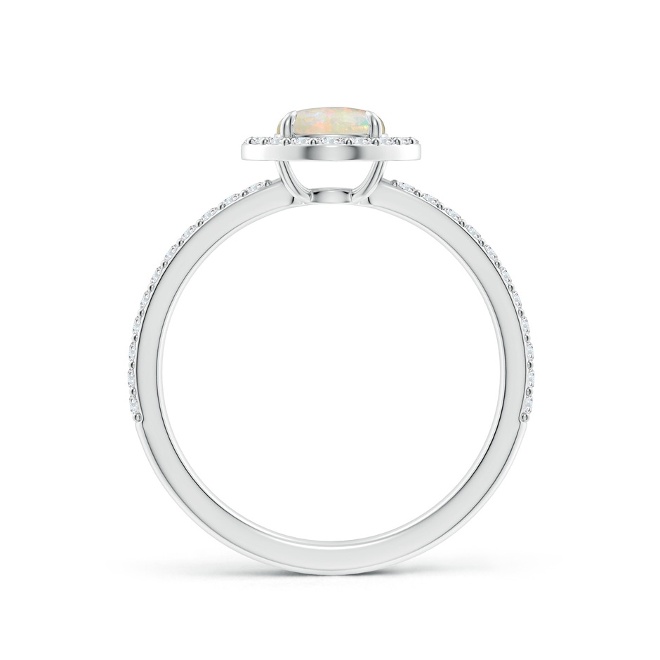 6mm AAAA Vintage Style Claw-Set Round Opal Halo Ring in White Gold side-1