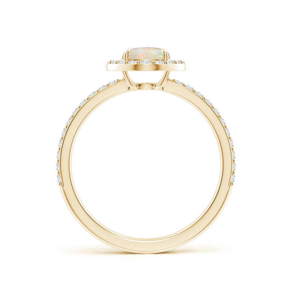 6mm AAAA Vintage Style Claw-Set Round Opal Halo Ring in Yellow Gold side-1