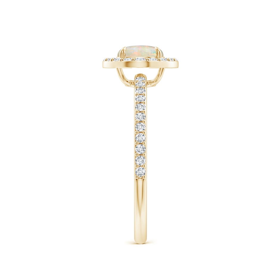6mm AAAA Vintage Style Claw-Set Round Opal Halo Ring in Yellow Gold side-2