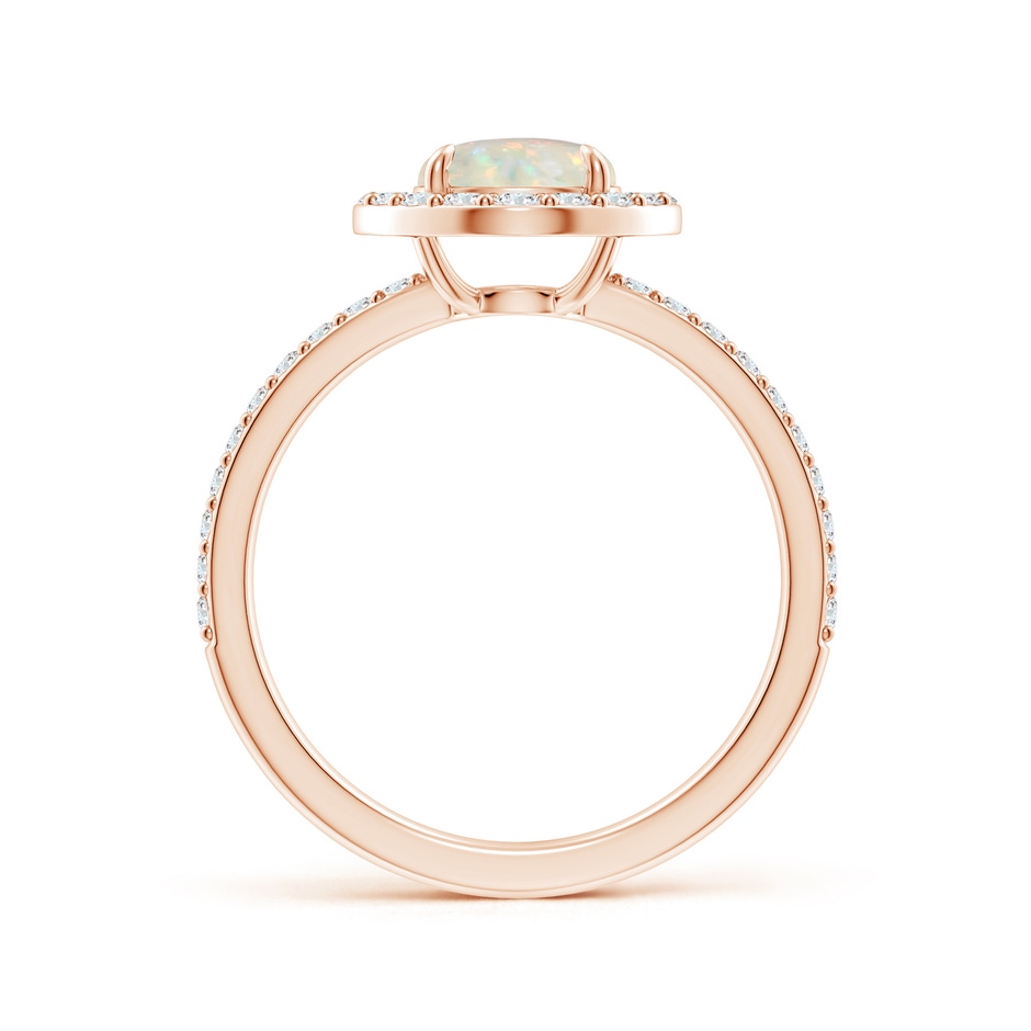 7mm AAA Vintage Style Claw-Set Round Opal Halo Ring in Rose Gold side-1