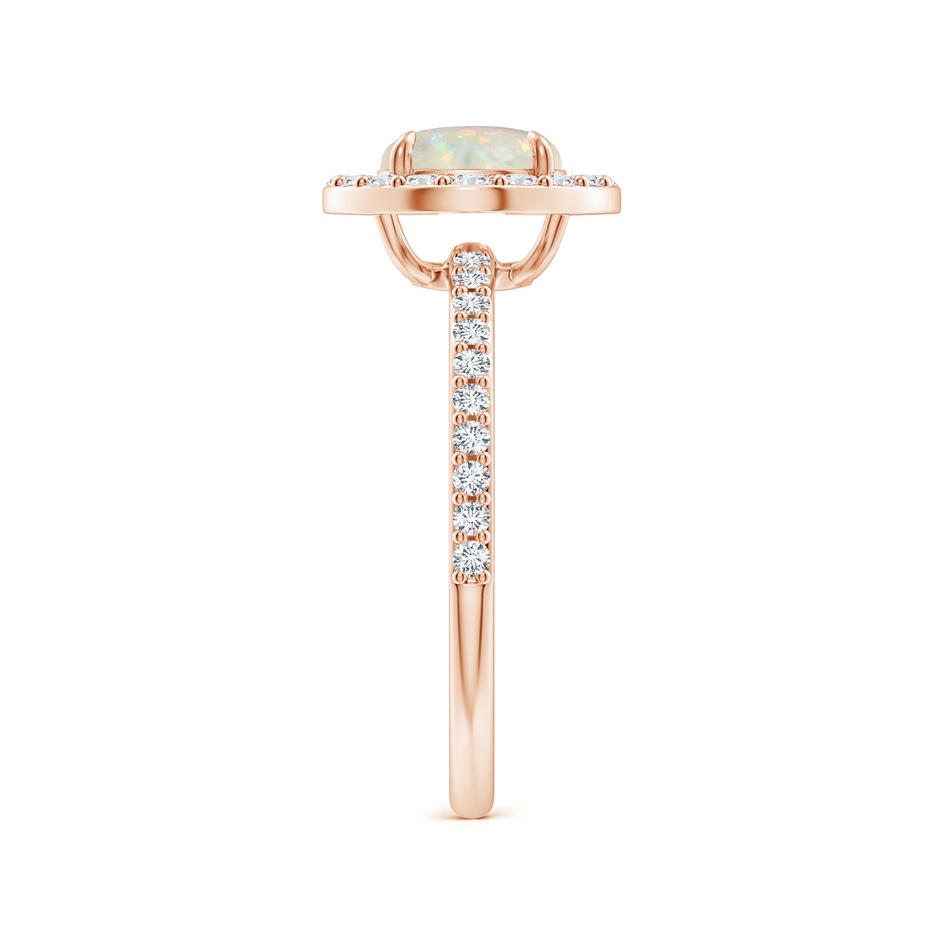 7mm AAA Vintage Style Claw-Set Round Opal Halo Ring in Rose Gold side-2