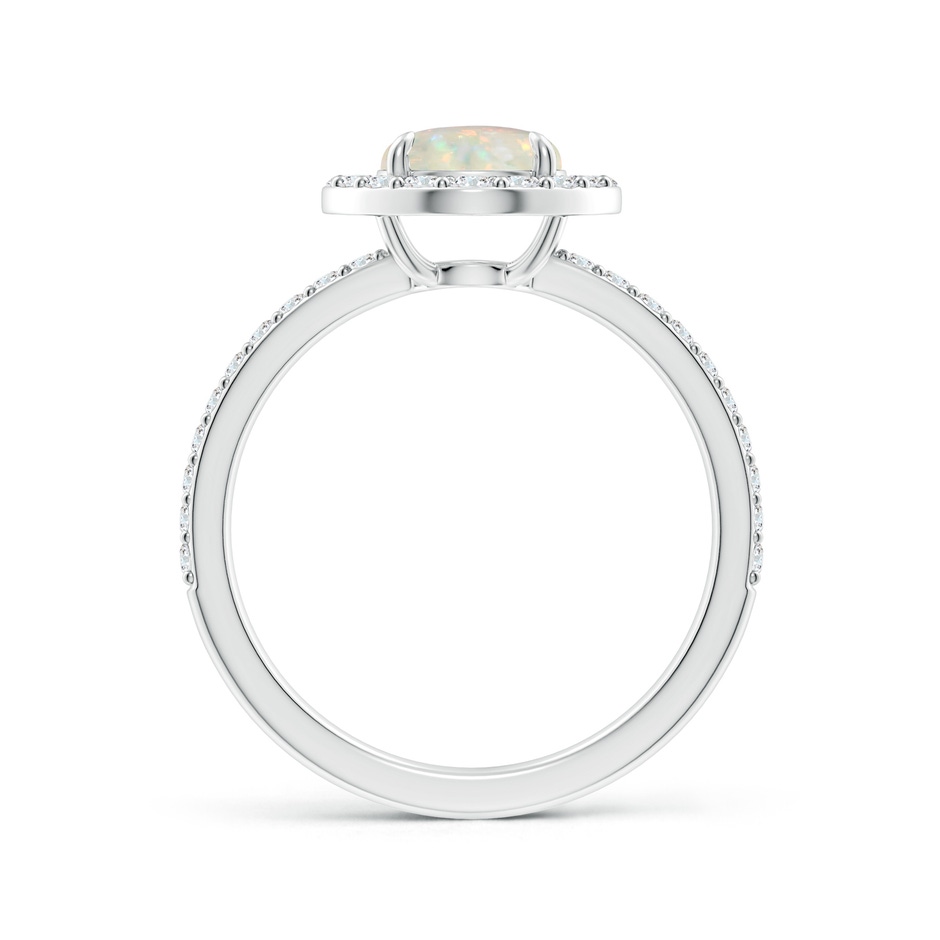 7mm AAA Vintage Style Claw-Set Round Opal Halo Ring in White Gold side-1
