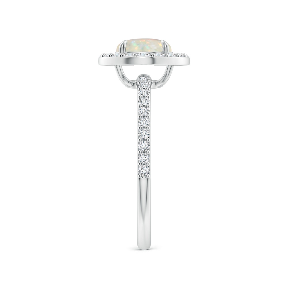 7mm AAA Vintage Style Claw-Set Round Opal Halo Ring in White Gold side-2