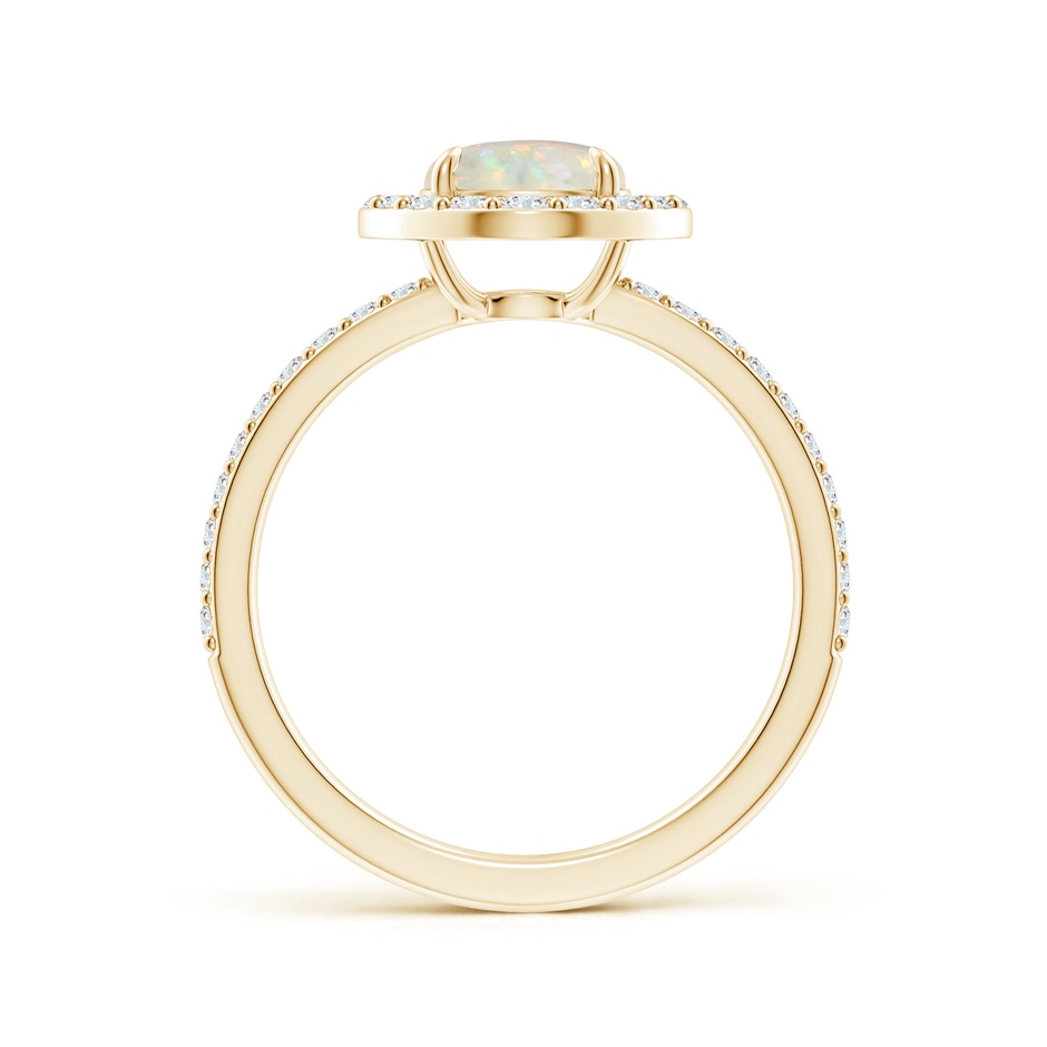 7mm AAA Vintage Style Claw-Set Round Opal Halo Ring in Yellow Gold side-1