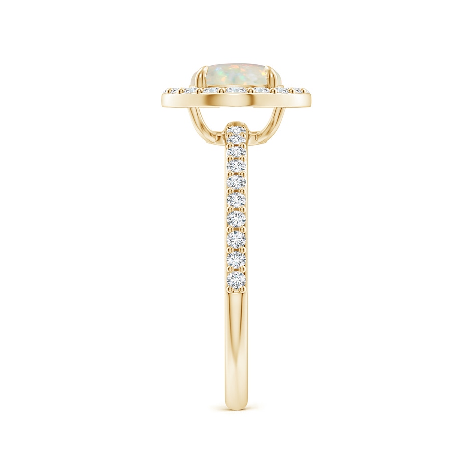 7mm AAA Vintage Style Claw-Set Round Opal Halo Ring in Yellow Gold side-2