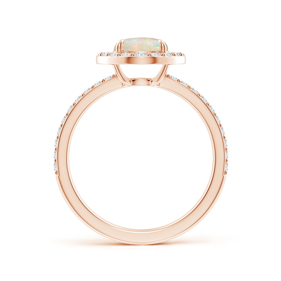 7mm AAAA Vintage Style Claw-Set Round Opal Halo Ring in Rose Gold side-1