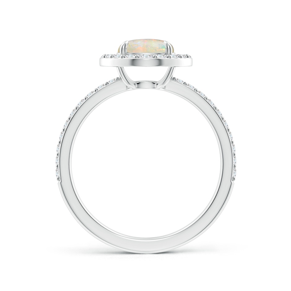 7mm AAAA Vintage Style Claw-Set Round Opal Halo Ring in White Gold side-1