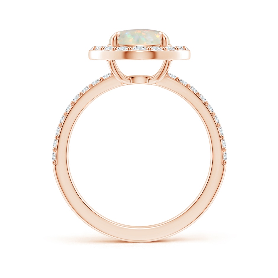 8mm AAA Vintage Style Claw-Set Round Opal Halo Ring in Rose Gold side-1