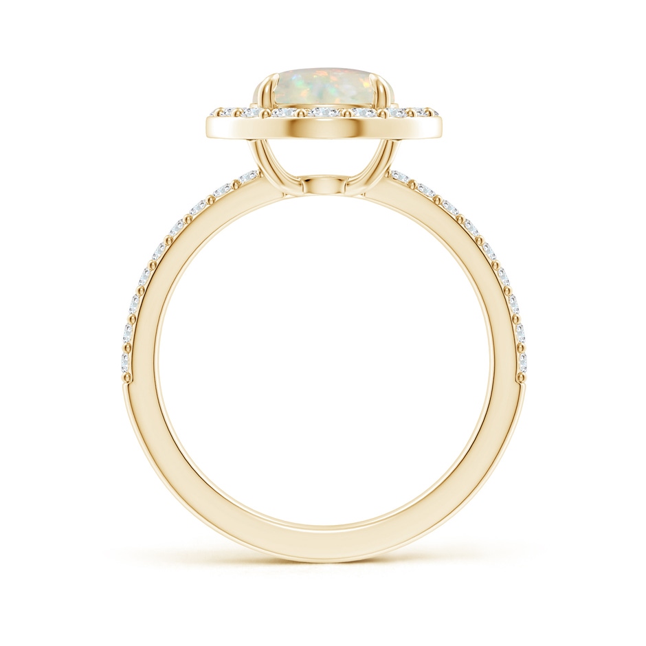 8mm AAA Vintage Style Claw-Set Round Opal Halo Ring in Yellow Gold side-1