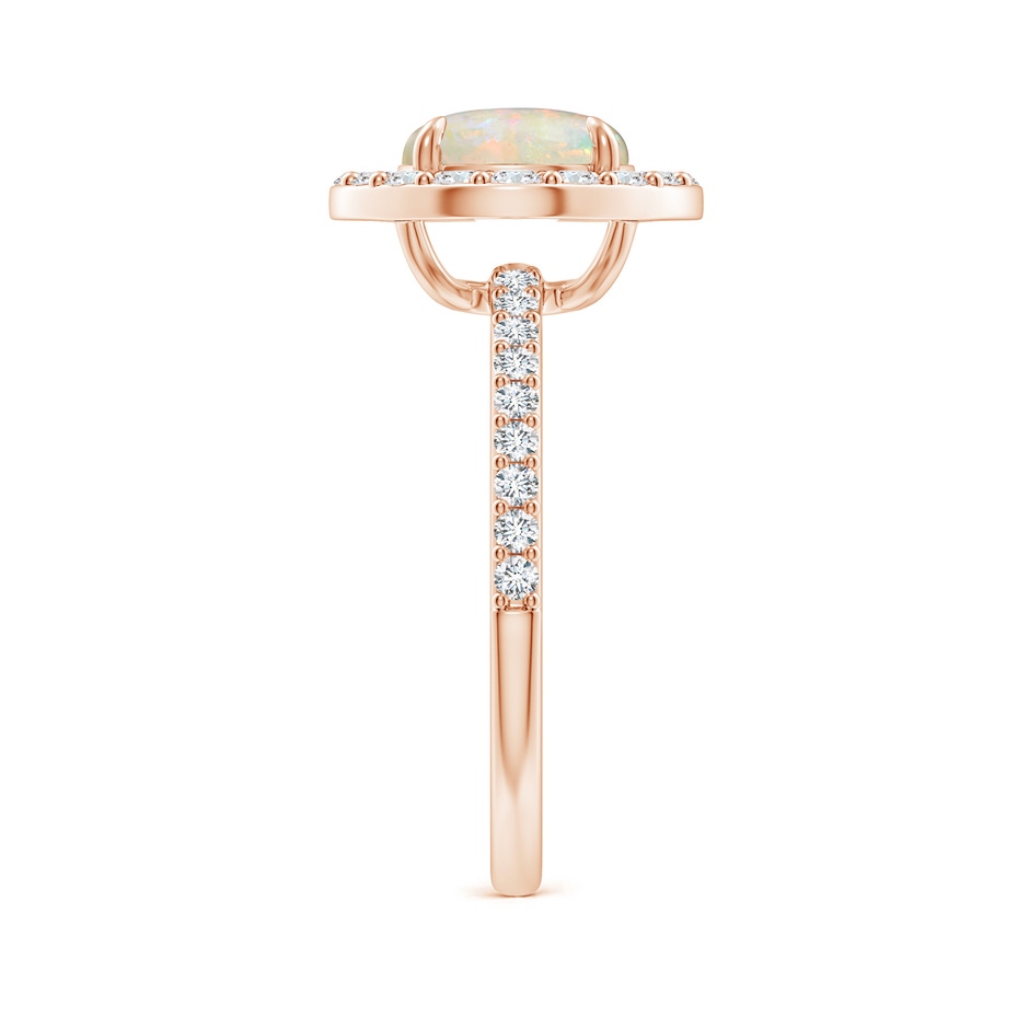 8mm AAAA Vintage Style Claw-Set Round Opal Halo Ring in Rose Gold side-2