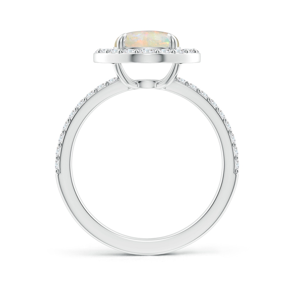 8mm AAAA Vintage Style Claw-Set Round Opal Halo Ring in White Gold - side_1