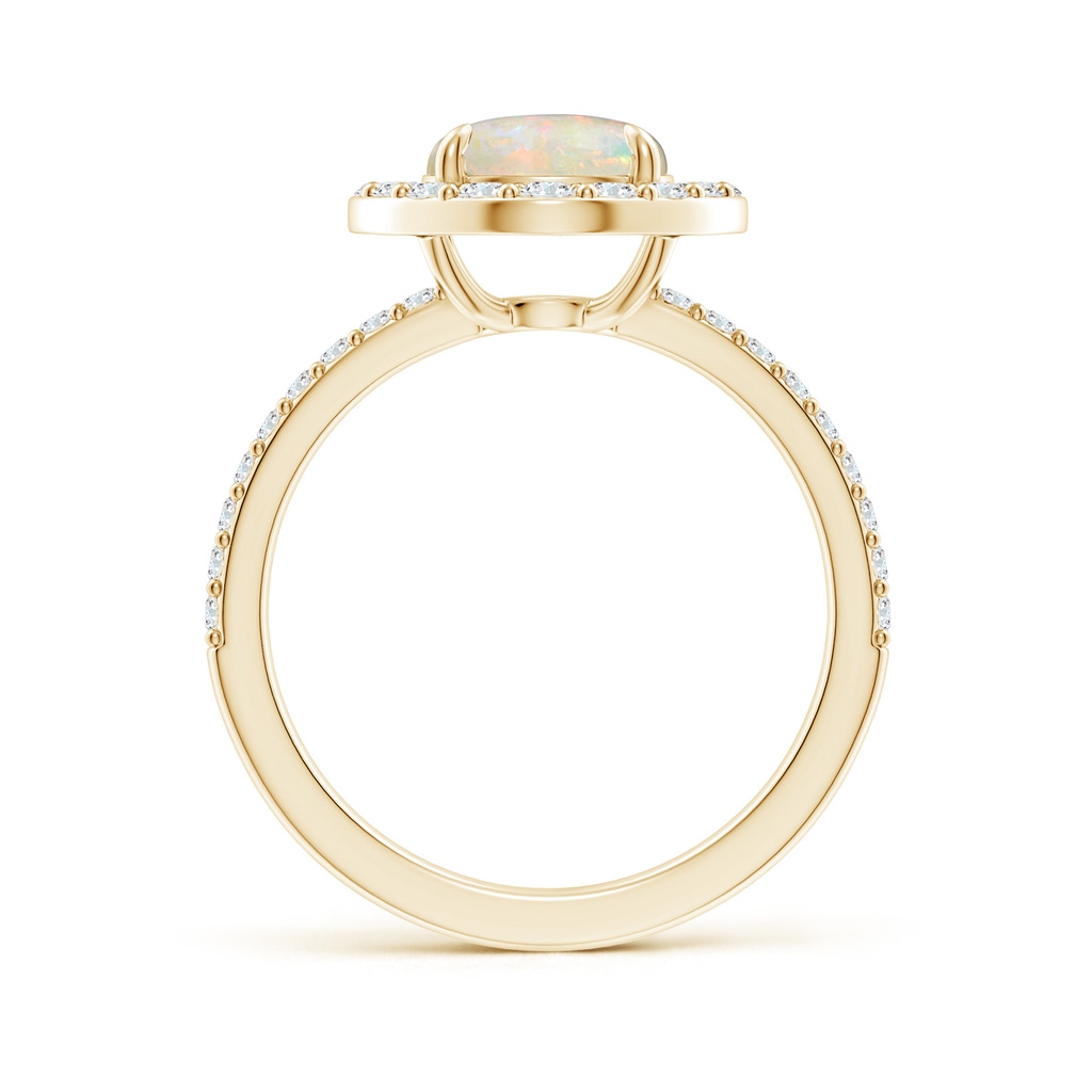 8mm AAAA Vintage Style Claw-Set Round Opal Halo Ring in Yellow Gold - side_1