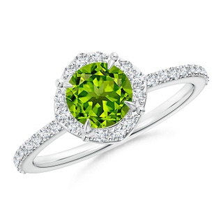 6mm AAAA Vintage Style Claw-Set Round Peridot Halo Ring in P950 Platinum
