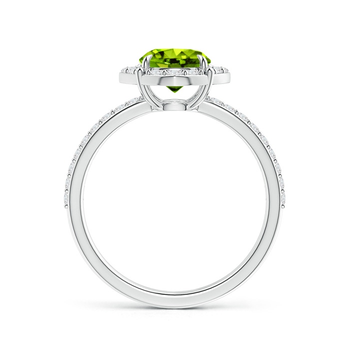 7mm AAAA Vintage Style Claw-Set Round Peridot Halo Ring in White Gold product image