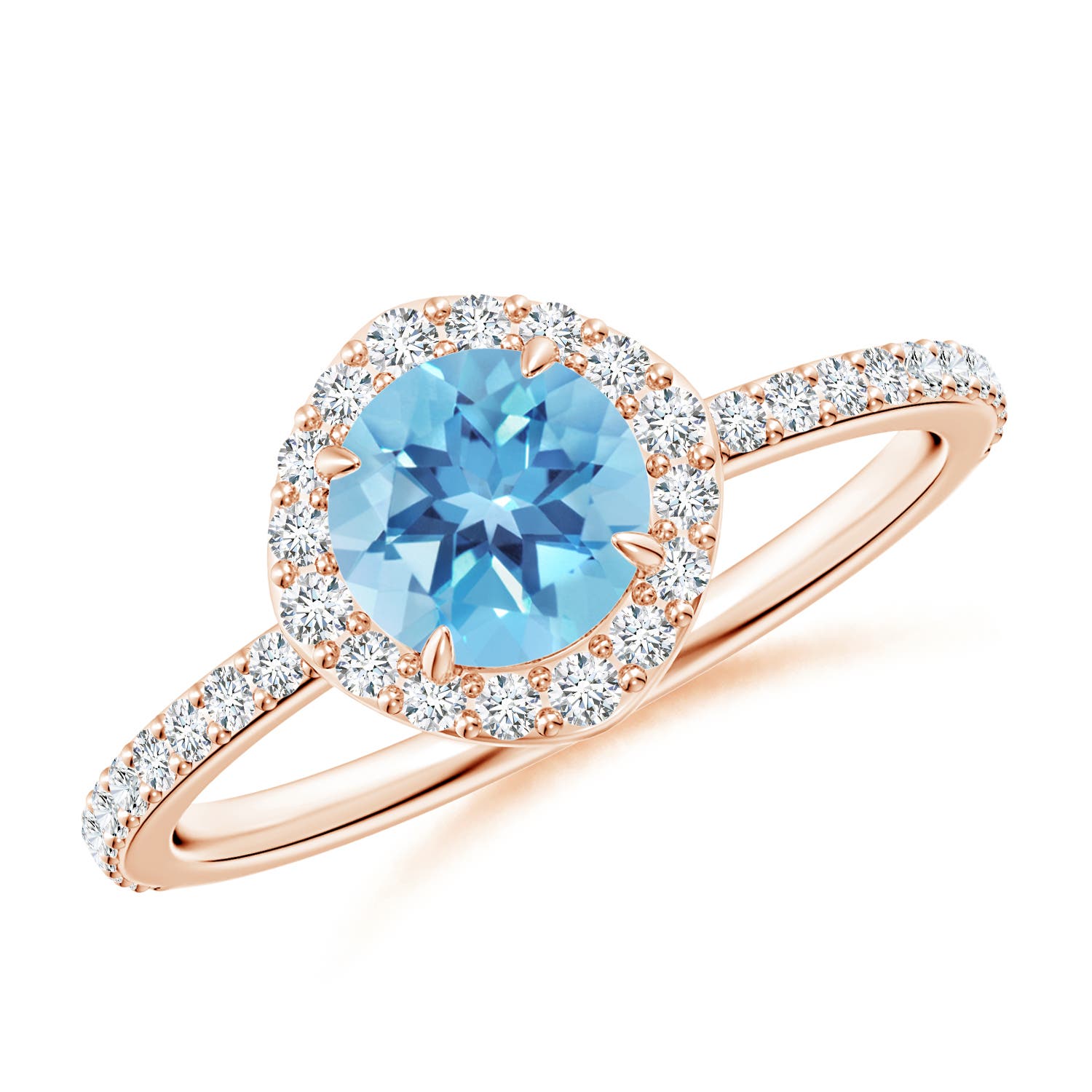 A - Swiss Blue Topaz / 1.24 CT / 14 KT Rose Gold