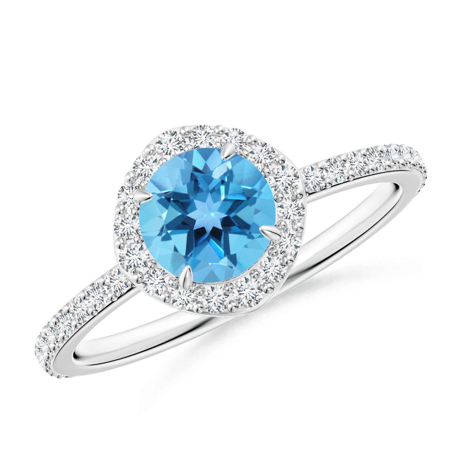 AA - Swiss Blue Topaz / 1.24 CT / 14 KT White Gold