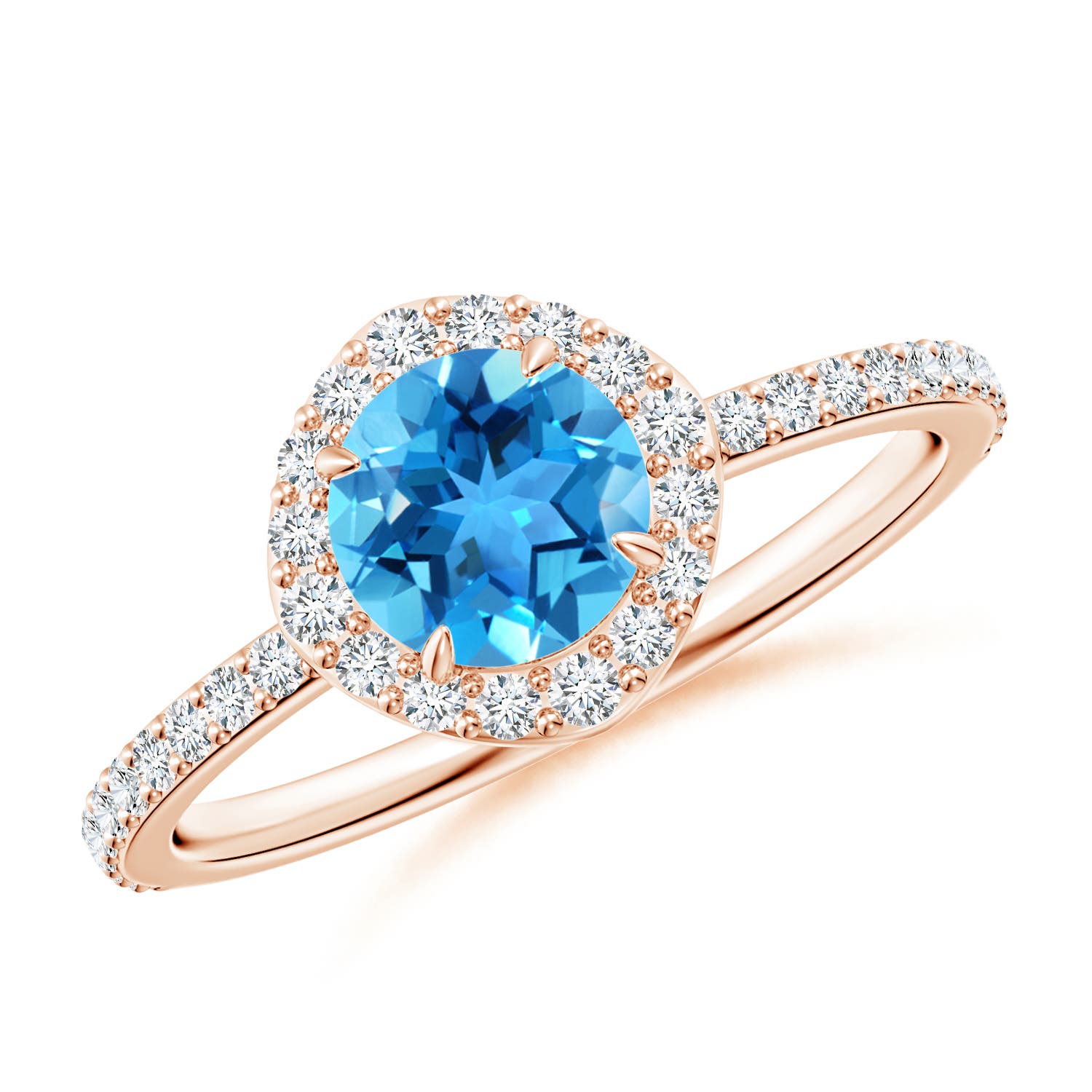 AAA - Swiss Blue Topaz / 1.24 CT / 14 KT Rose Gold