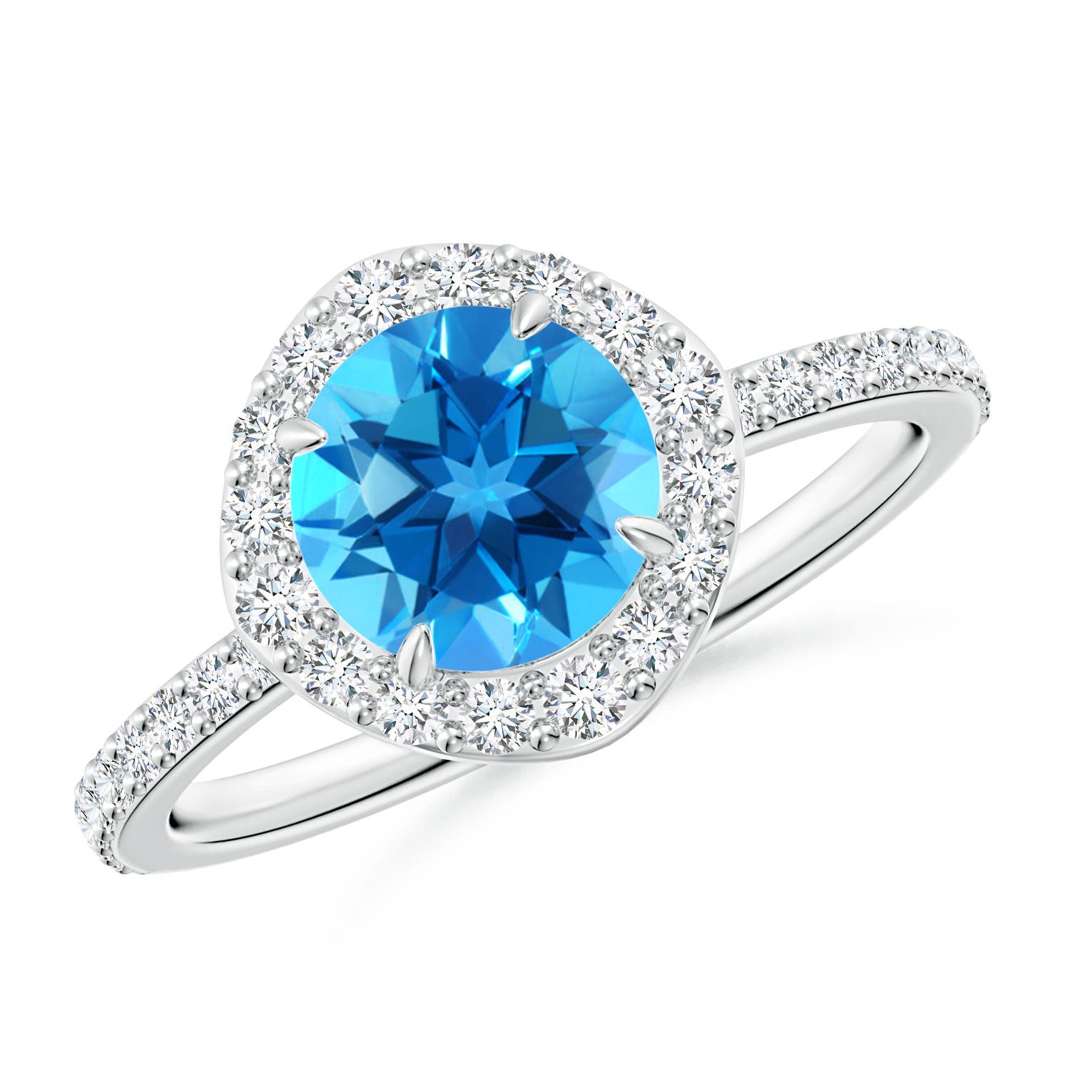 AAAA - Swiss Blue Topaz / 1.95 CT / 14 KT White Gold