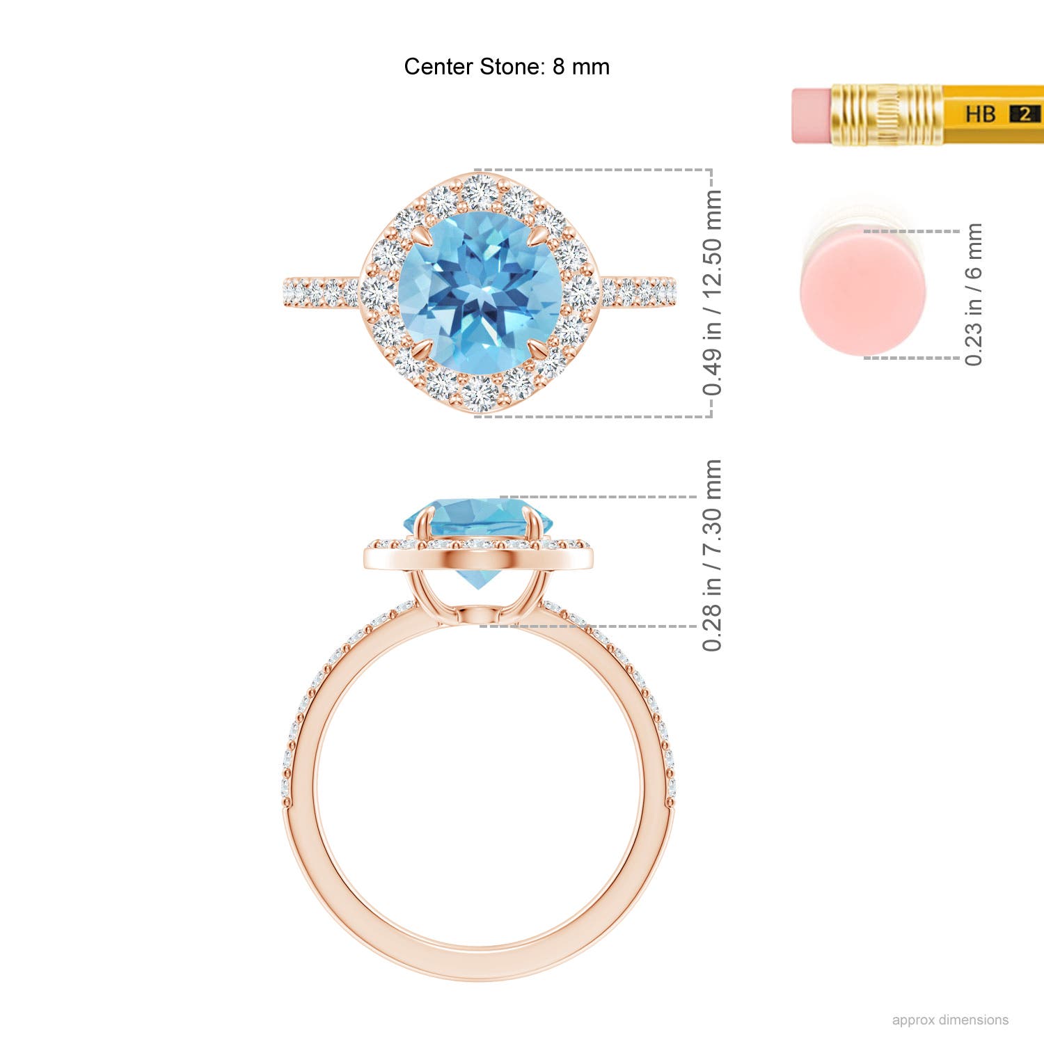 A - Swiss Blue Topaz / 2.87 CT / 14 KT Rose Gold