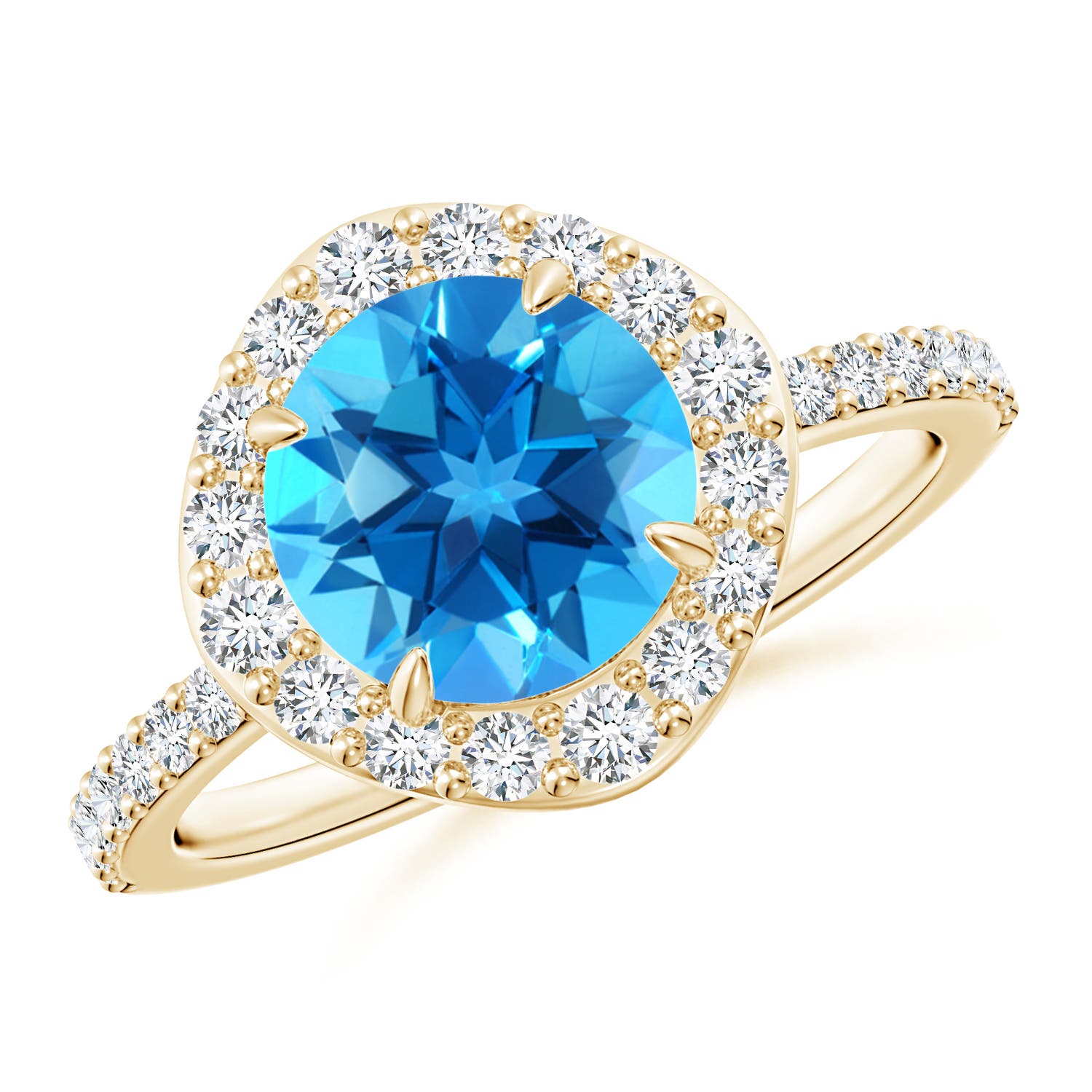 AAAA - Swiss Blue Topaz / 2.87 CT / 14 KT Yellow Gold