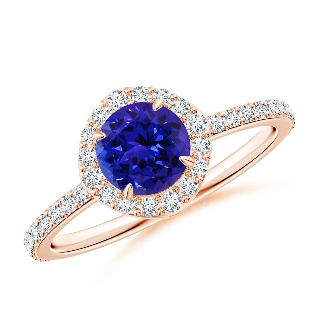 6mm AAAA Vintage Style Claw-Set Round Tanzanite Halo Ring in Rose Gold