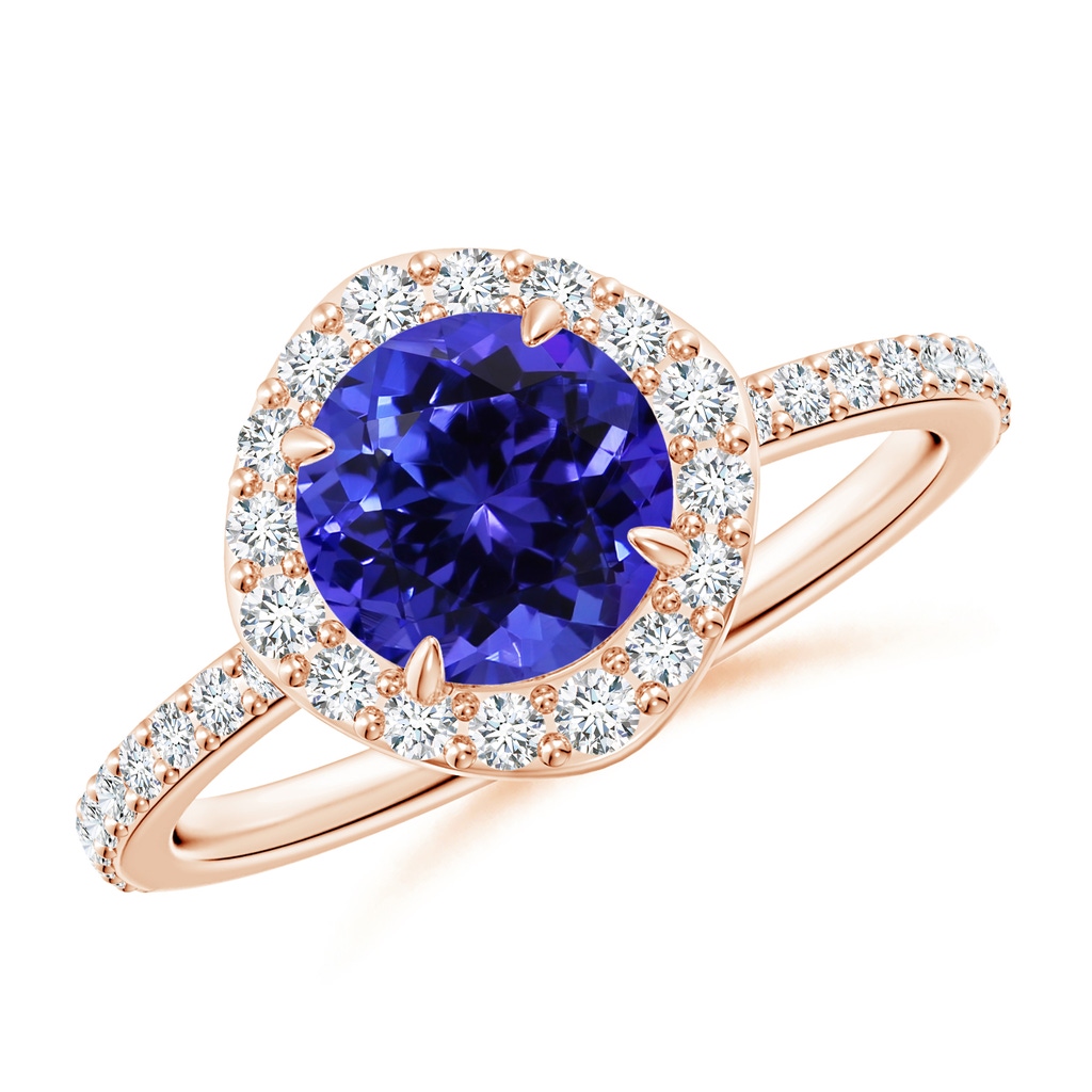 7.13x7.07x5.12mm AAA GIA Certified Vintage Style Tanzanite Halo Ring in Rose Gold