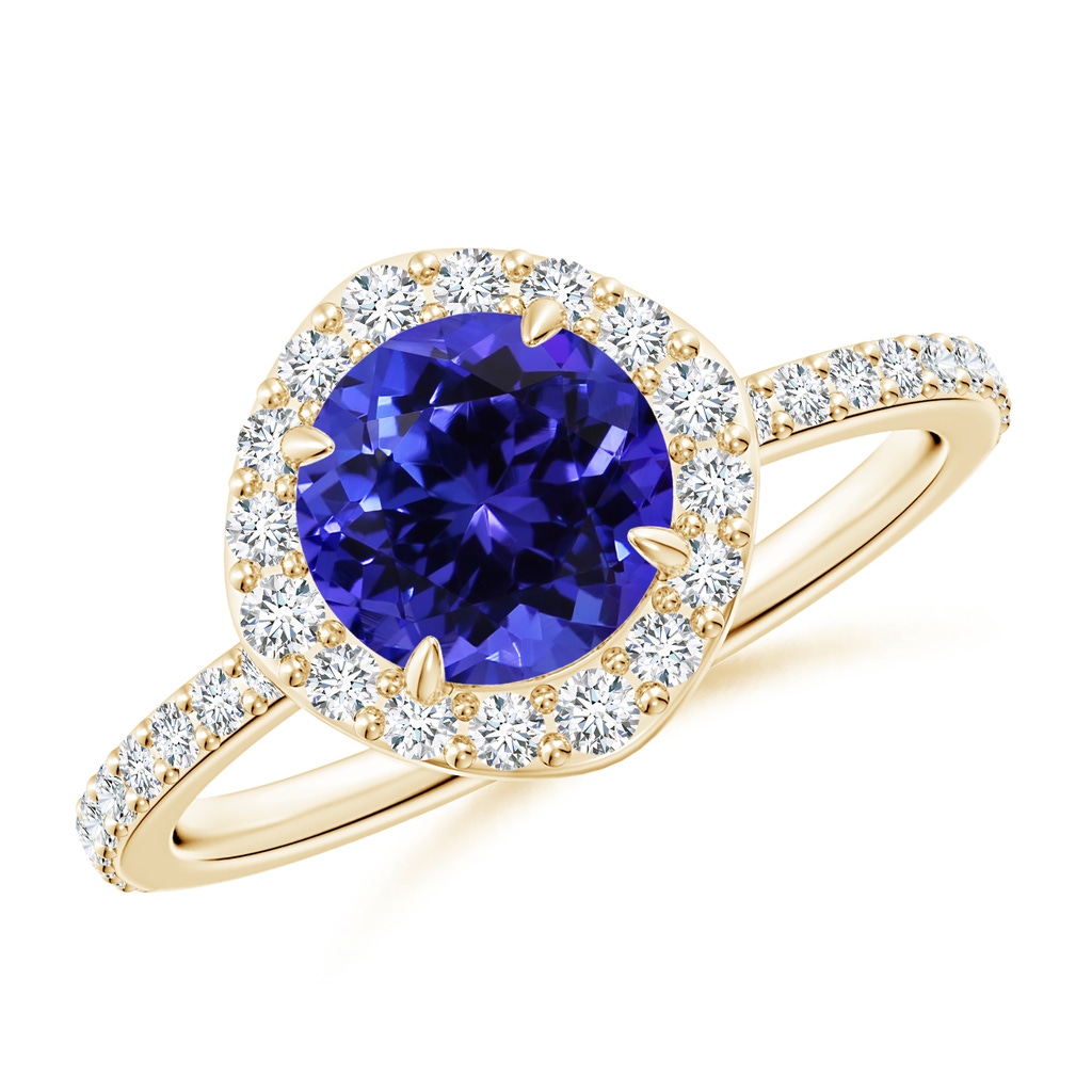 7.13x7.07x5.12mm AAA GIA Certified Vintage Style Tanzanite Halo Ring in Yellow Gold