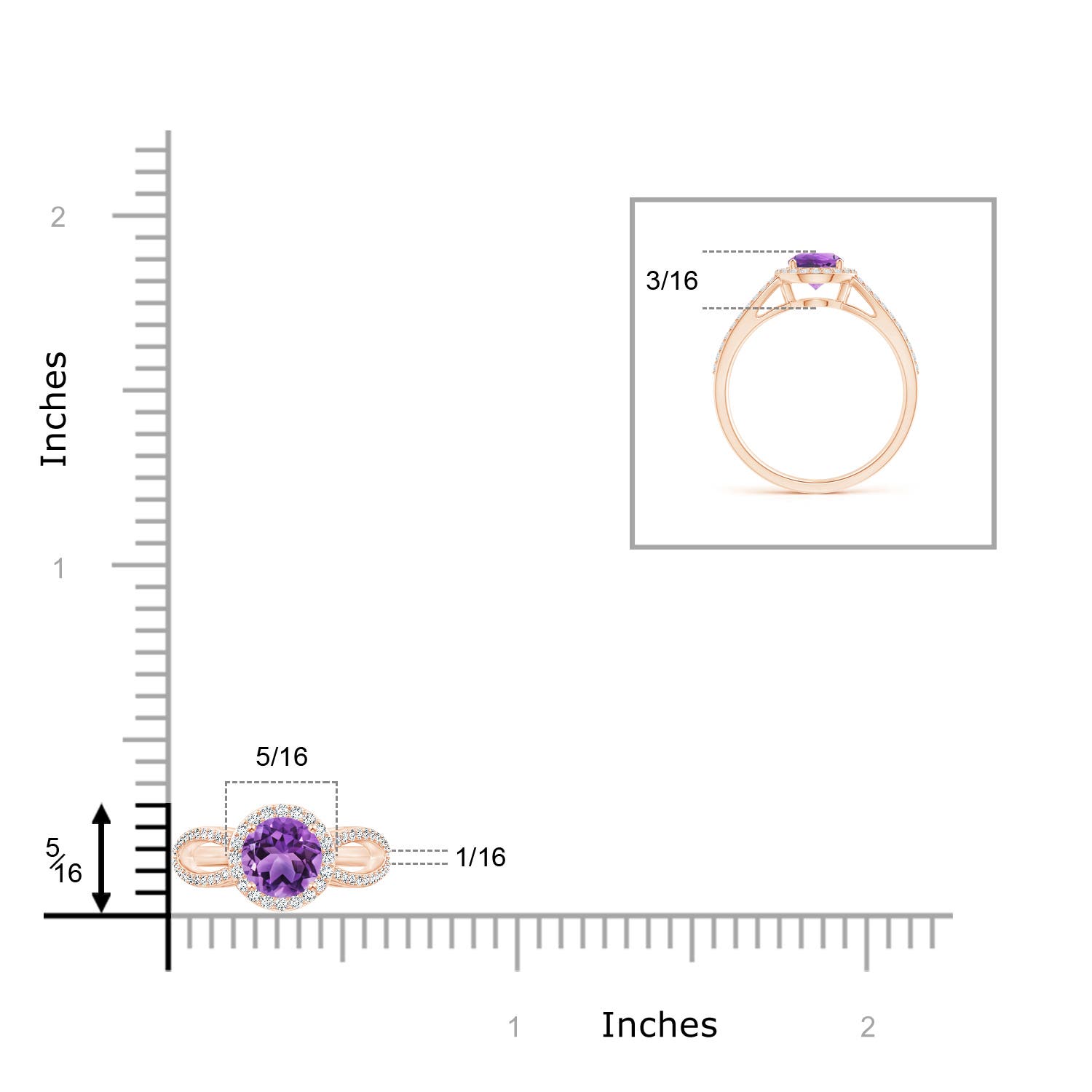 AA - Amethyst / 1.08 CT / 14 KT Rose Gold