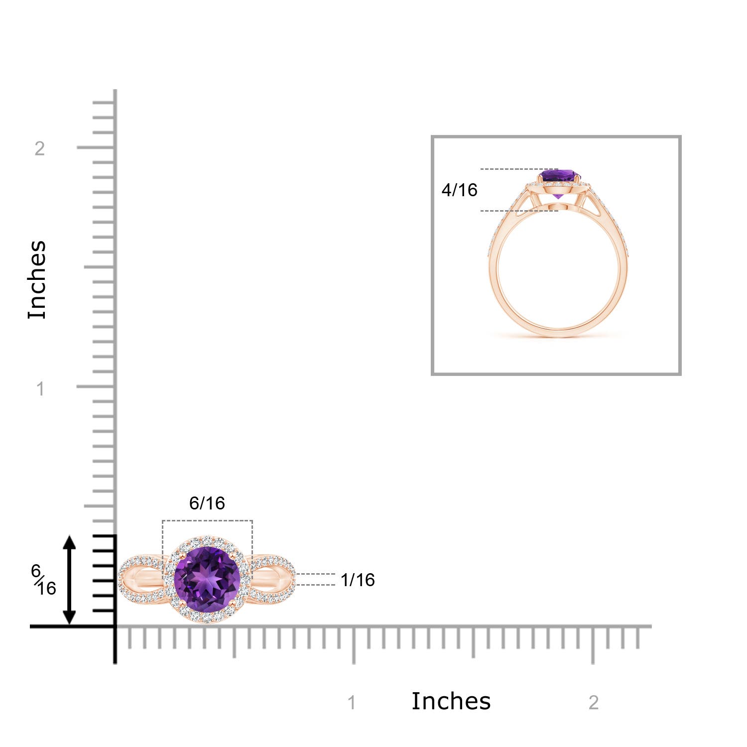 AAAA - Amethyst / 1.49 CT / 14 KT Rose Gold