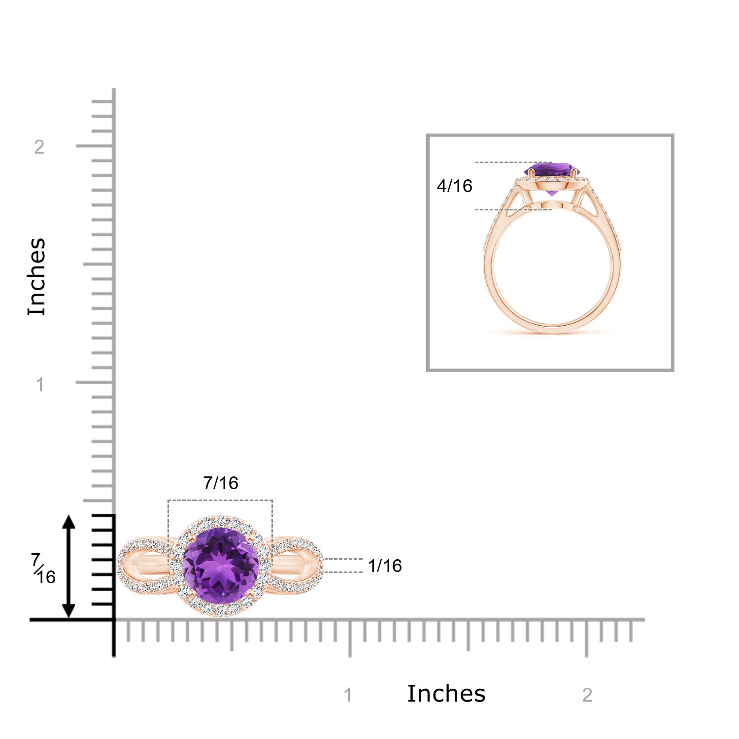 AAA - Amethyst / 2.16 CT / 14 KT Rose Gold