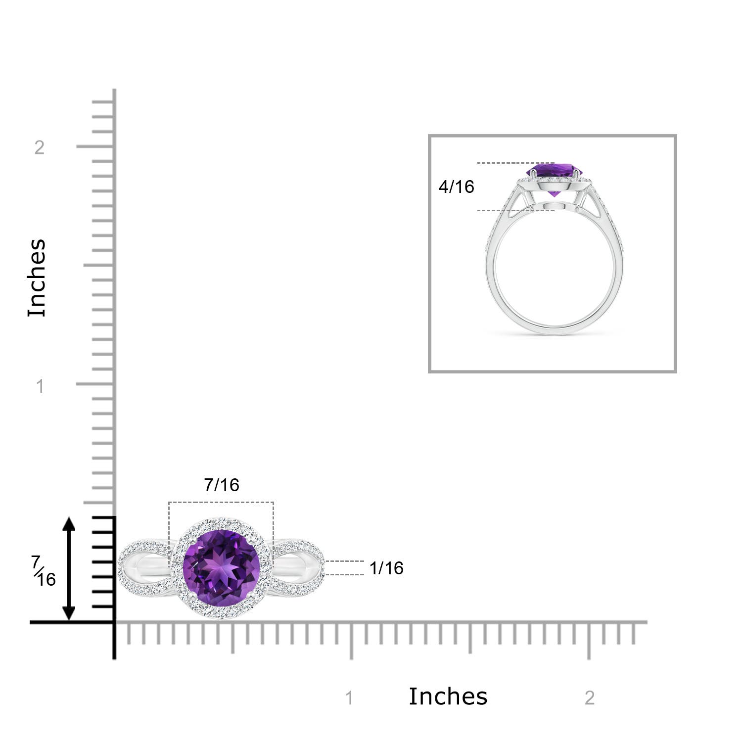 AAAA - Amethyst / 2.16 CT / 14 KT White Gold