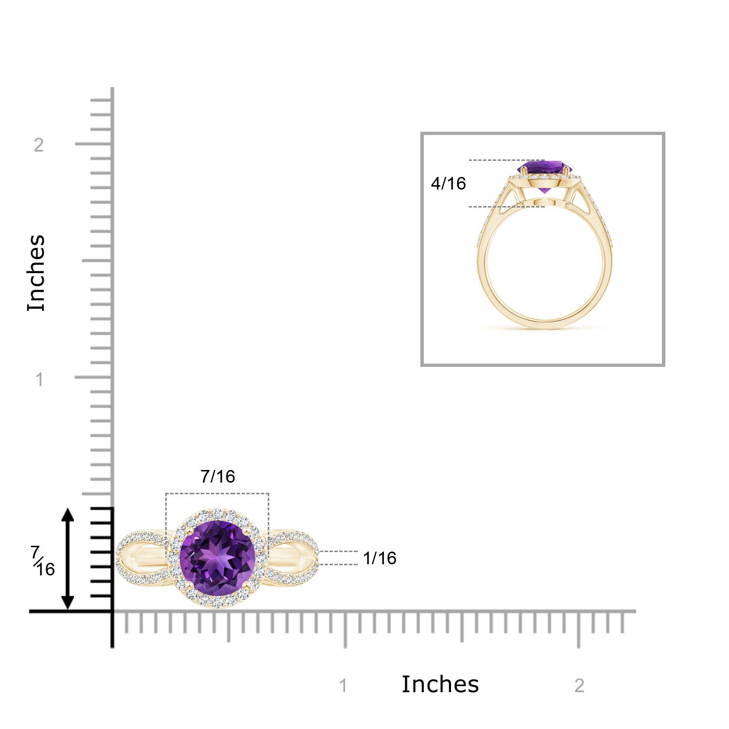 AAAA - Amethyst / 2.16 CT / 14 KT Yellow Gold