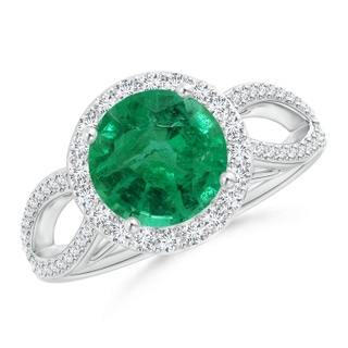 8.88x8.73x5.43mm AA GIA Certified Vintage Style Emerald Ring with Diamond Halo in P950 Platinum