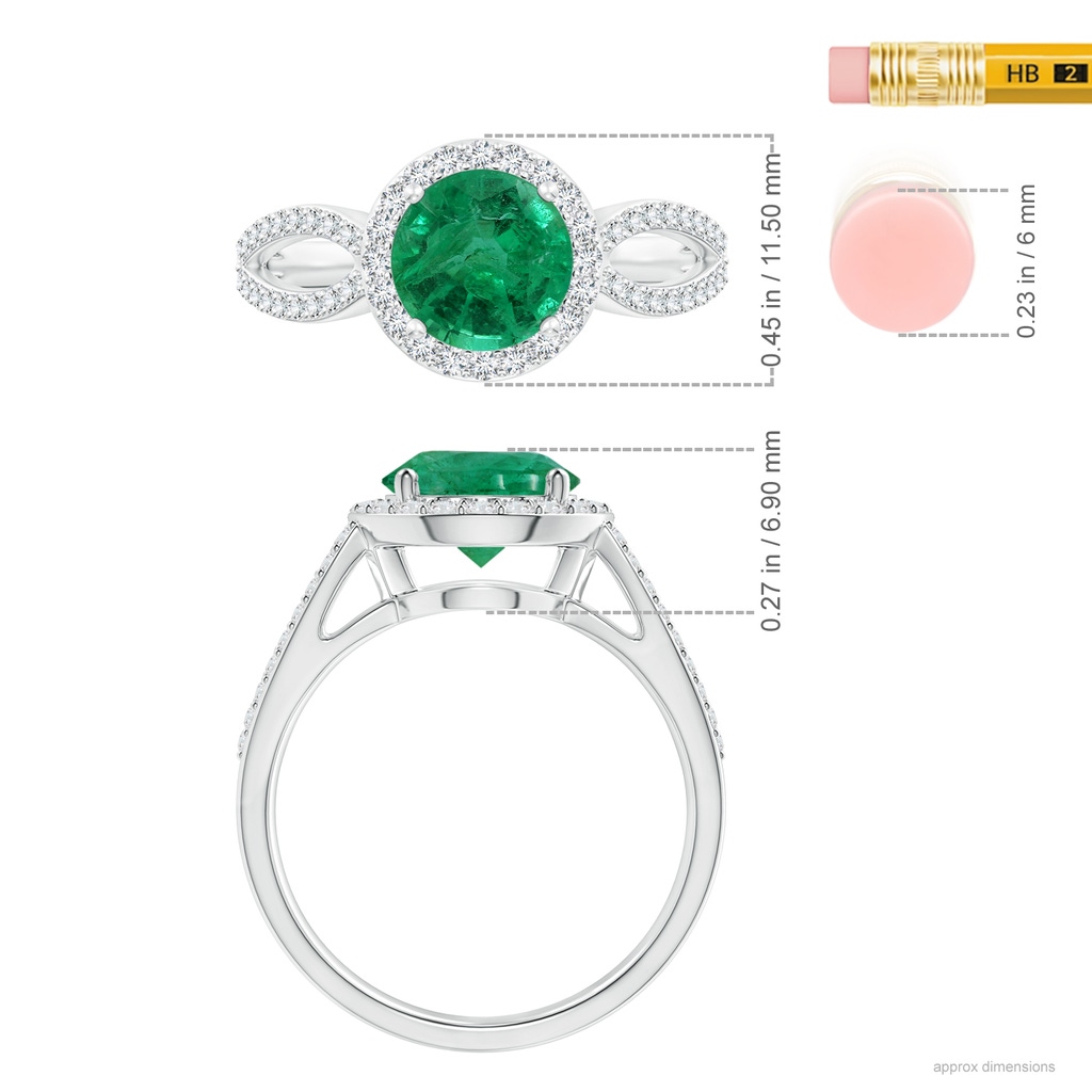 8.88x8.73x5.43mm AA GIA Certified Vintage Style Emerald Ring with Diamond Halo in P950 Platinum ruler