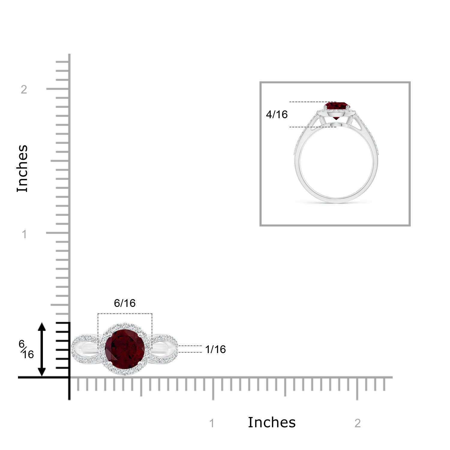 A - Garnet / 1.84 CT / 14 KT White Gold