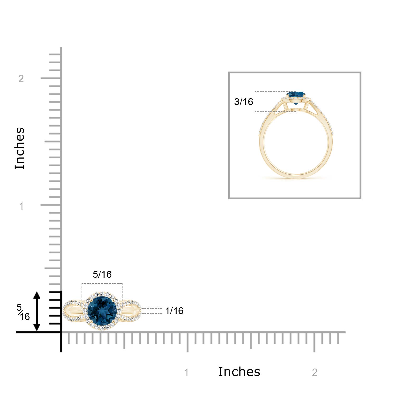 AAA - London Blue Topaz / 1.23 CT / 14 KT Yellow Gold