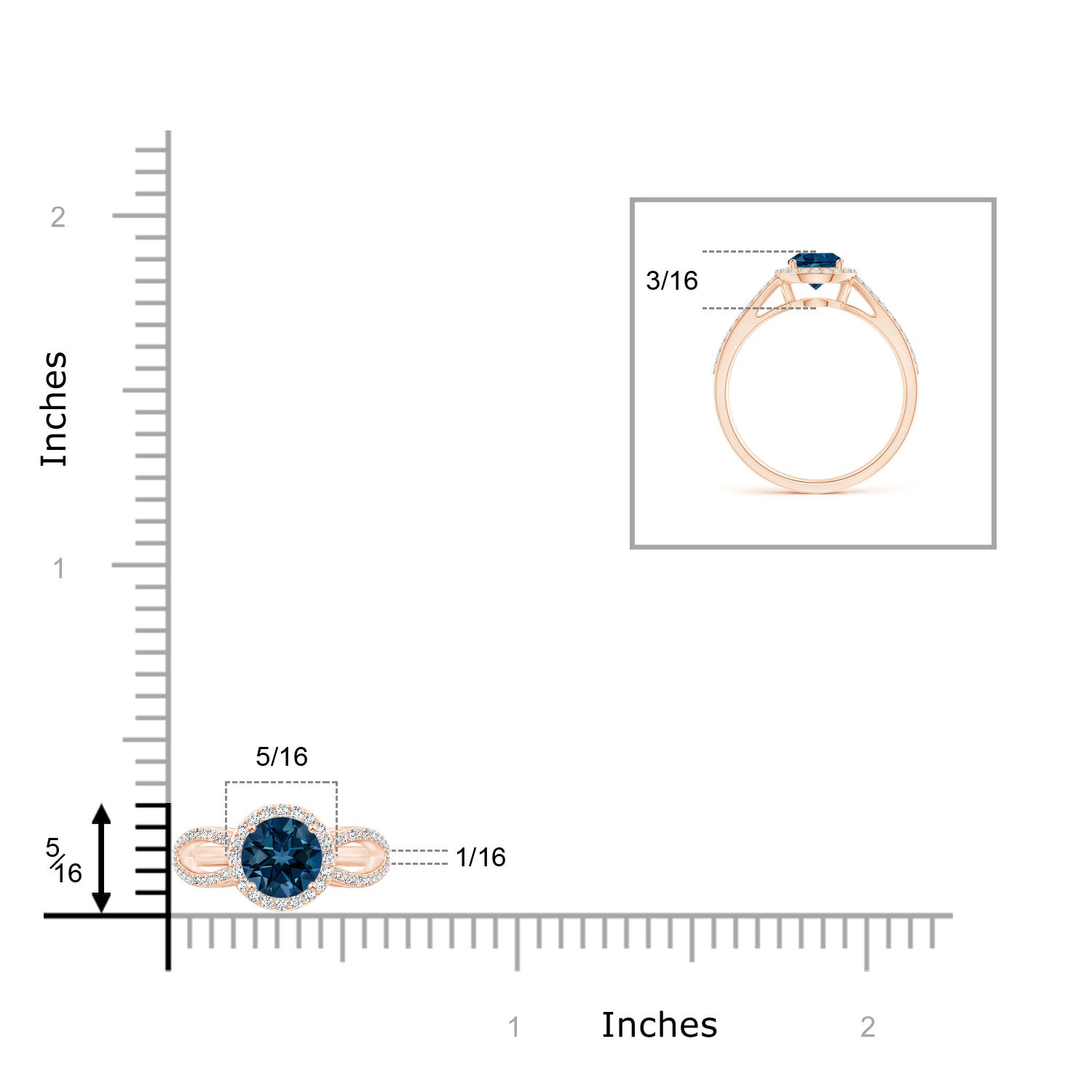 AAAA - London Blue Topaz / 1.23 CT / 14 KT Rose Gold