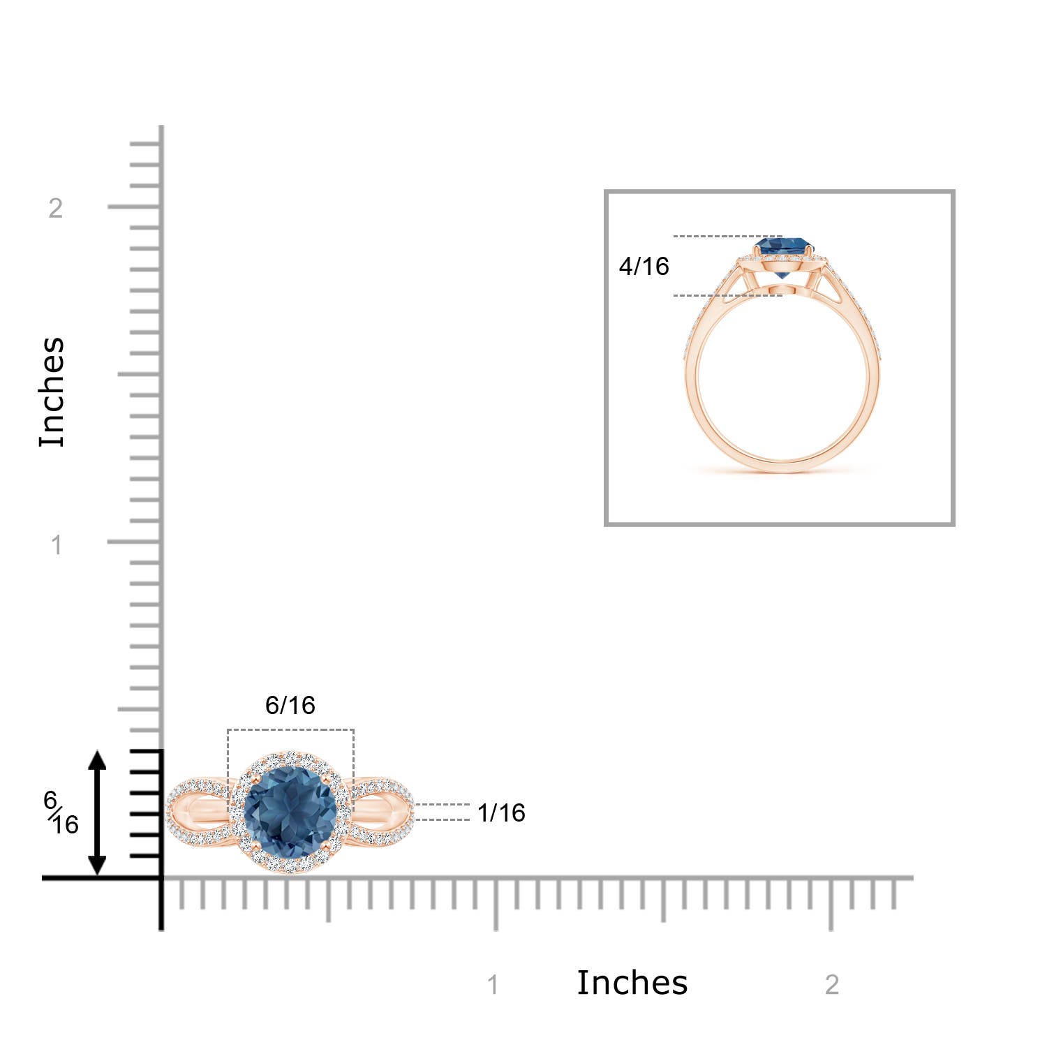 A - London Blue Topaz / 1.89 CT / 14 KT Rose Gold