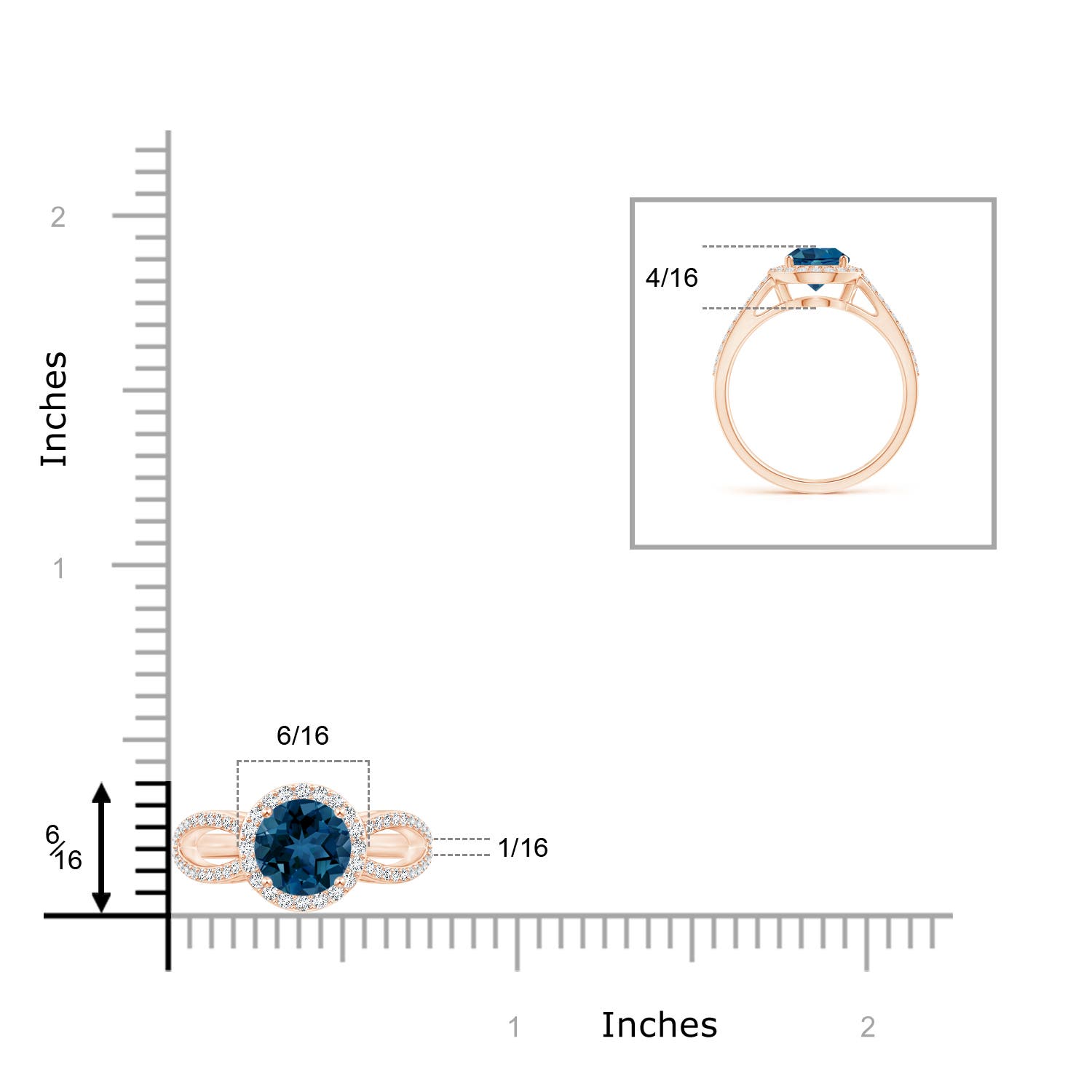 AAA - London Blue Topaz / 1.89 CT / 14 KT Rose Gold