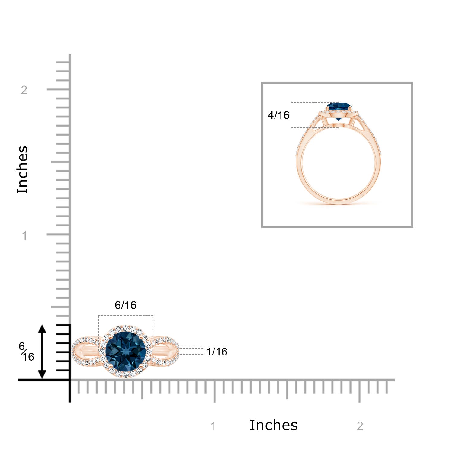 AAAA - London Blue Topaz / 1.89 CT / 14 KT Rose Gold