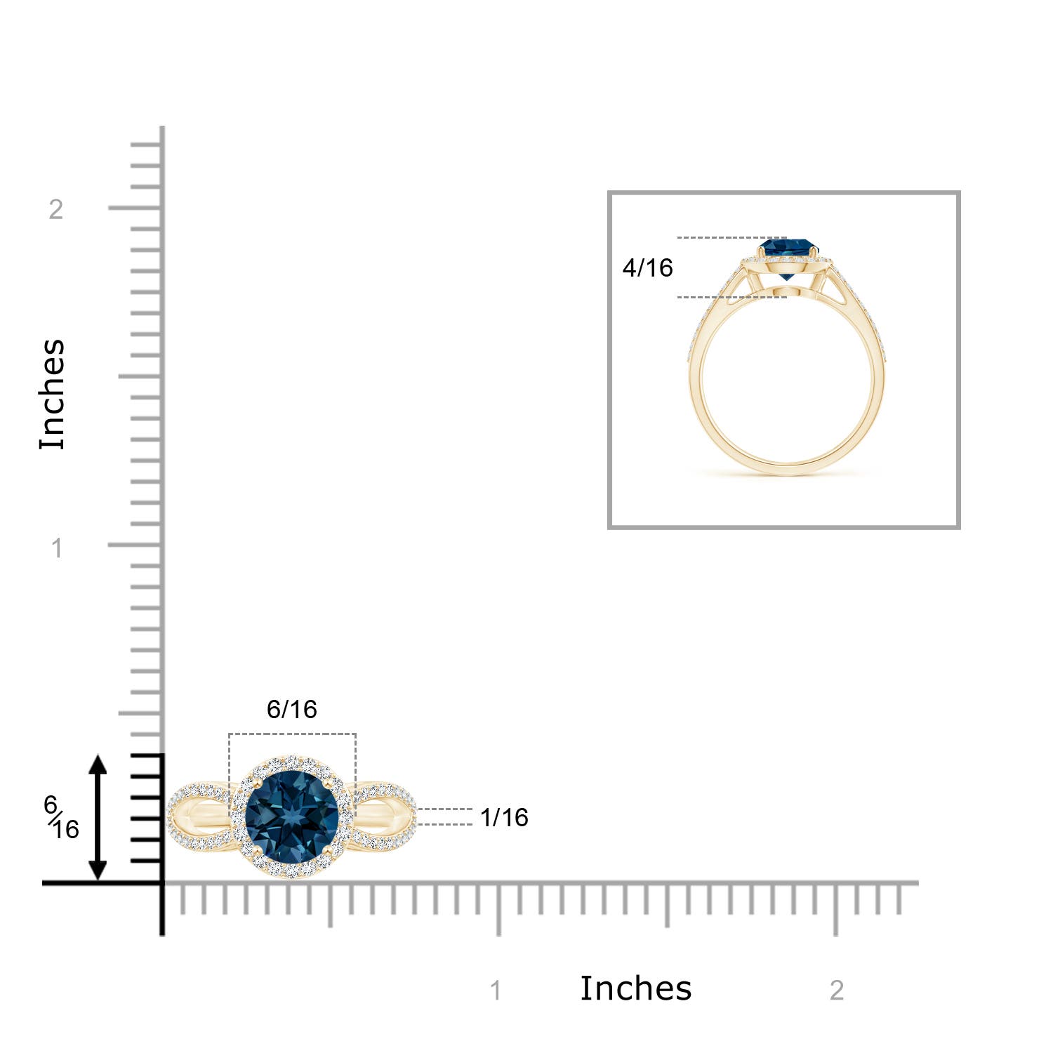 AAAA - London Blue Topaz / 1.89 CT / 14 KT Yellow Gold