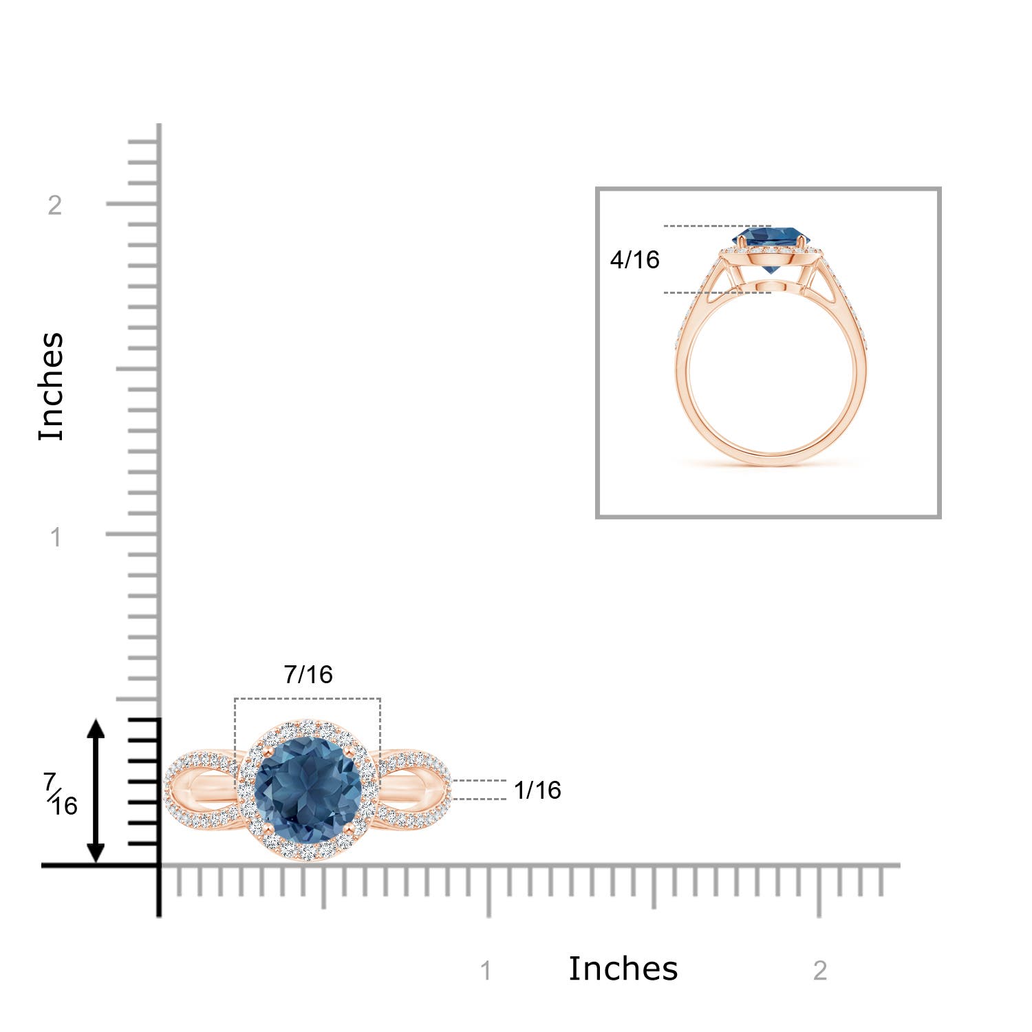 A - London Blue Topaz / 2.81 CT / 14 KT Rose Gold