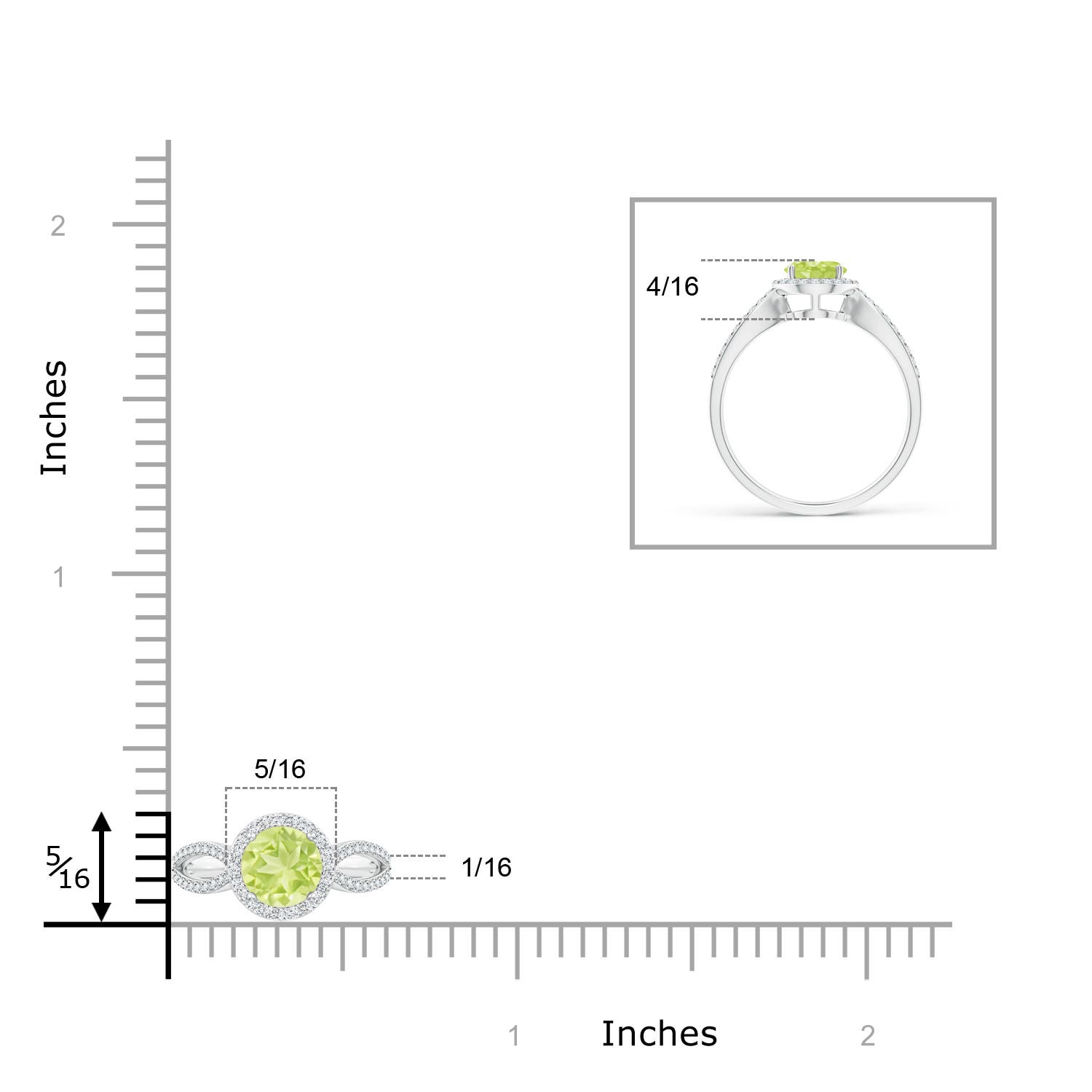 A - Peridot / 1.23 CT / 14 KT White Gold