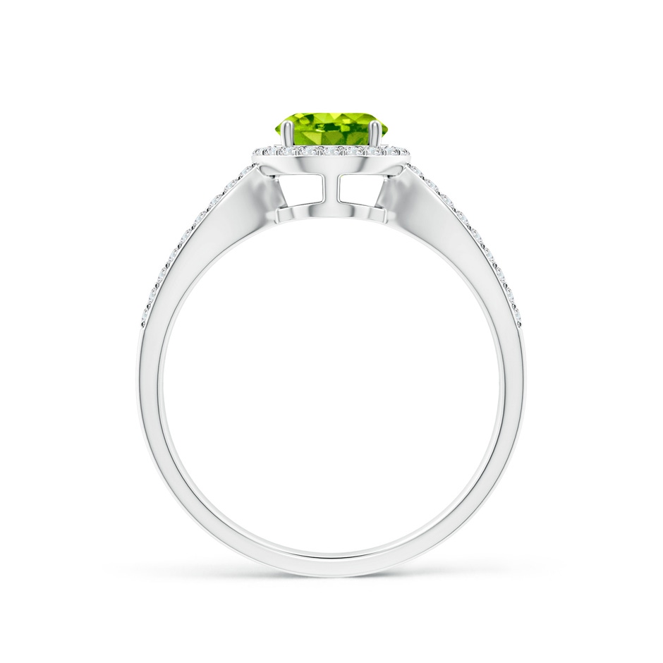 6mm AAA Vintage Style Peridot Split Shank Ring with Diamond Halo in White Gold side 1