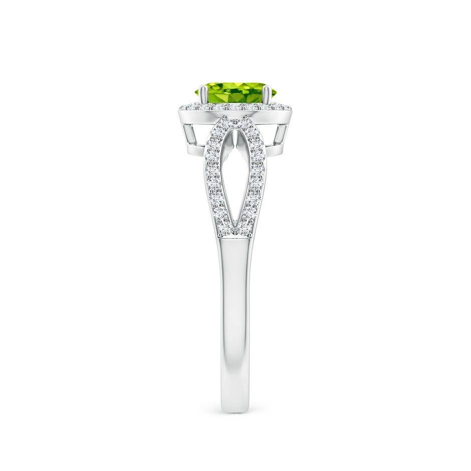 6mm AAA Vintage Style Peridot Split Shank Ring with Diamond Halo in White Gold side 2