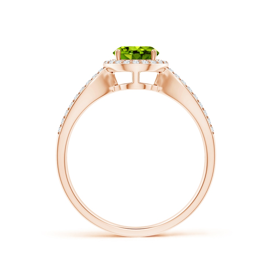 6mm AAAA Vintage Style Peridot Split Shank Ring with Diamond Halo in Rose Gold side 1